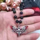 Gothic Skull Moth Pendant Necklace Beaded Chain Antique Pagan Gothic Necklace Men's and Women's