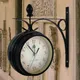Horloge de Station Murale Double Face Rétro à Piles Silays euse avec Kit de Montage Mural pour