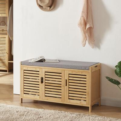 [en.casa] - Schuhschrank Selk mit Sitzfläche Bambus Image