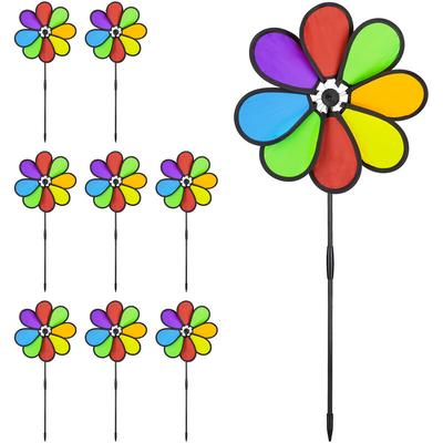 9 x Windrad Blume, Gartenwindrad für Kinder & Erwachsene, Balkon & Garten, Windmühle hbt: 72 x 31 x
