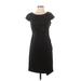 Black Saks Fifth Avenue Casual Dress - Sheath Scoop Neck Short sleeves: Black Print Dresses - Women's Size 2