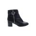Lane Bryant Ankle Boots: Strappy Chunky Heel Casual Black Solid Shoes - Women's Size 10 Plus - Round Toe