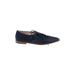 Kelly & Katie Flats: Slip-on Stacked Heel Casual Blue Print Shoes - Women's Size 9 1/2 - Almond Toe