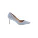 Badgley Mischka Heels: Slip On Stiletto Feminine Blue Solid Shoes - Women's Size 6 - Pointed Toe