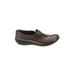 Clarks Flats: Slip On Wedge Work Brown Print Shoes - Women's Size 9 - Almond Toe