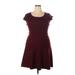 Mossimo Casual Dress - Mini Scoop Neck Short sleeves: Burgundy Print Dresses - Women's Size 2X-Large