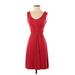 Max Studio Casual Dress - A-Line Scoop Neck Sleeveless: Red Print Dresses - Women's Size X-Small