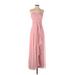 David's Bridal Cocktail Dress - Formal: Pink Solid Dresses - Women's Size 4