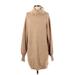 ASOS Casual Dress - Sweater Dress High Neck Long sleeves: Tan Solid Dresses - Women's Size 4