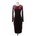 MICHAEL Michael Kors Cocktail Dress - Sheath Crew Neck 3/4 sleeves: Burgundy Print Dresses - Women's Size Small