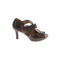 Ziera Heels: Slip-on Stiletto Casual Brown Solid Shoes - Women's Size 39 - Open Toe