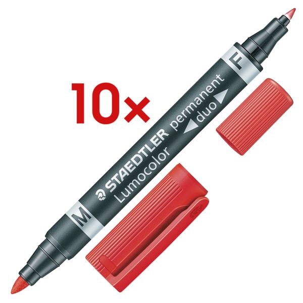 Staedtler 10x Permanent-Marker »Lumocolor permanent duo« rot Image