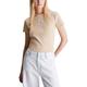 Calvin Klein Jeans Damen T-Shirt Kurzarm Woven Label Rib Regular Tee Rundhalsausschnitt, Beige (Warm Sand), XS