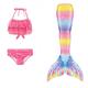 Kinder Mädchen Bademode Bikini 3-10 Jahre 3pcs dreiteiliger Badeanzug Meerjungfrauenschwanz die kleine Meerjungfrau Bademode Farbverlauf ärmellos blau Regenbogen rot Strand aktiv Cosplay Kostüme