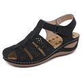 Women's Sandals Slip-Ons Outdoor Slippers Outdoor Daily Wedge Closed Toe Casual Comfort PU Ankle Strap Black White Blue