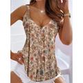 Women's Tank Top Going Out Tops Summer Tops Floral Graphic Casual Weekend White Pink Brown Print Sleeveless Tunic Basic V Neck Regular Fit