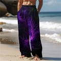 Men's Hawaiian Pants 3D Print Straight Leg Trousers Mid Waist Drawstring Elastic Waist Outdoor Street Holiday Summer Spring Fall Relaxed Fit Micro-elastic