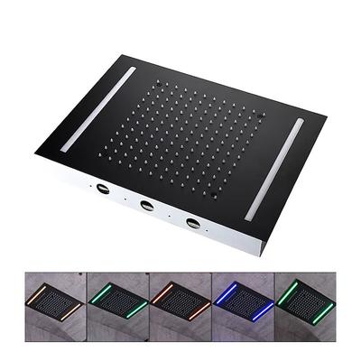 Shower Faucet,500360 Matte Black Bathroom Faucet Rain Shower Complete with Multi-color LED Stainless Steel Shower Head Ceiling Mounted Ti-PVD Feature - Design / Rainfall Shower Head System