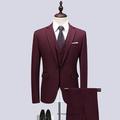 Burgundy White Red Men's Wedding Business Suits Business Formal Groom Suits 3 Piece Solid Colored Tailored Fit Single Breasted One-button 2024