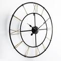 Wall Clock Art Simple Clock Outdoor Clock Vintage Wrought Iron Large Outdoor Clock Roman Numerals Open Face Metal Clock Silent Quartz Battery Operated Decor Clock 60cm