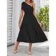 Women's White Dress Casual Dress Summer Dress Midi Dress Split Cold Shoulder Date Streetwear One Shoulder Sleeveless Regular Fit Black White Pink Color S M L XL Size