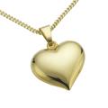 Kette mit Anhänger "Gold 333 Motiv Herz", gelb, FASCINATION BY ELLEN K., Halsketten, Damen, 45/42cm, Gold, L: 45cm B: 15.0mm, glänzend, B:15.0mm