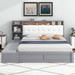 hanada Beds Vegan Leather Platform Bed Wood & /Upholstered/Faux leather in Brown/Gray | 39.4 H x 78.1 W x 86.8 D in | Wayfair Hada20237025