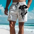 Print Skull Men's Cotton Shorts Hawaiian Shorts Beach Shorts Drawstring Elastic Waist Comfort Breathable Short Outdoor Holiday Going out Wear