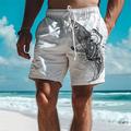 Print Skull Men's Cotton Shorts Hawaiian Shorts Beach Shorts Drawstring Elastic Waist Comfort Breathable Short Outdoor Holiday Going out Wear