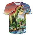 Kids Boys' T shirt Short Sleeve Dinosaur 3D Print Animal Print Gray Green Navy Black gray Children Tops Summer Active Daily Wear Regular Fit 4-12 Years