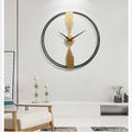 Clock Round Wall Clock Non Ticking Quartz Decorative Wall Watch Clock for Living Room Kitchen Home Office Black Golden