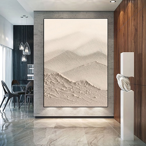 3d grande beige texture pittura a olio astratta fatta a mano su tela pittura a olio di grandi dimensioni wabi-sabi pittura di arte della parete spessa strutturata acrilico montagna pittura pittura a