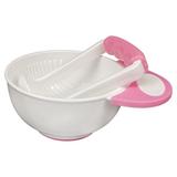 1 Suit Baby Kid Baby Food Masher Plastic Serve Bowl Handmade Fruit Food Grinding Bowl Food Mill Bowl(Pink)