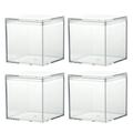 Square Storage Box Dessert Display Stands Clear Plastic Container Bride Baby 4 Pcs Jewelry Gift Bag Bags Cake