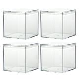 Square Storage Box Dessert Display Stands Clear Plastic Container Bride Baby 4 Pcs Jewelry Gift Bag Bags Cake