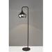 ZeaZu Modern Floor Lamp Gnome Smoked Glass Matte Black Metal in Black/Gray/Yellow | 63.5 H x 18 W x 12 D in | Wayfair 372856