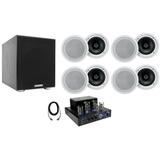 Rockville LED Tube Amp/Home Theater Receiver+8) 8 White Ceiling Speakers+8 Sub
