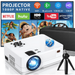 10000LM Native 1080P HD Projector with WiFi and Bluetooth Movie Projector for Outdoor Movies LCD Technology 300 Display Projector Support 4k Home Theater (Projector with Tripod)