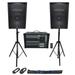 (2) JBL Pro JRX215 15 2000w PA/DJ Speakers+Powered 12-Channel Mixer+Stands