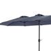 Arlmont & Co. Shadasia 178.36" x 105.13" Rectangular Lighted Cantilever Umbrella Counter Weights Included Metal in Blue/Navy | Wayfair