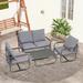 17 Stories Alidade 330 - Person Outdoor Seating Group w/ Cushions Wood in Gray | Wayfair 1677AF6E31D8483BA3DEC0E2FEBE48C4
