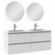 Acezanble - Ensemble meubles Salle de Bain 120cm double vasque + miroir lumineux rond Blanc
