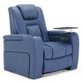 More4Homes Broadway Cinema Electric Recliner Chair Usb Charging Led Base With Tray (blue)