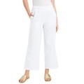 Plus Size Women's Cropped Wide-Leg Lino Soleil Pant by June+Vie in White (Size 16 W)