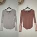 Free People Tops | Free People Henley Long Sleeve Top Xs Neutral | Color: Gray/Pink | Size: Xs