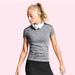 Athleta Tops | Athleta Fastest Track Ruched Perforated Athletic Short Sleeve Top, Grey, Size L | Color: Gray | Size: L