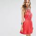 Free People Dresses | $128 Free People Coral Birds Of A Feather Embroidered Sleeveless Mini Dress 10 | Color: Red | Size: 10