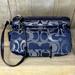 Coach Bags | Coach Navy Blue Gallery Optic Metallic Sig Wristlet | Color: Blue/Silver | Size: 5" Height 7 1/2" Width 1"