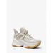 Michael Kors Shoes | Michael Kors Olympia Logo Jacquard Glitter Chain-Mesh Trainer 9.5 Natural New | Color: Cream | Size: 9.5