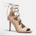 Coach Shoes | Coach Kira Lace Up Gladiator Beige Leather Heels Womens 7 | Color: Cream | Size: 7